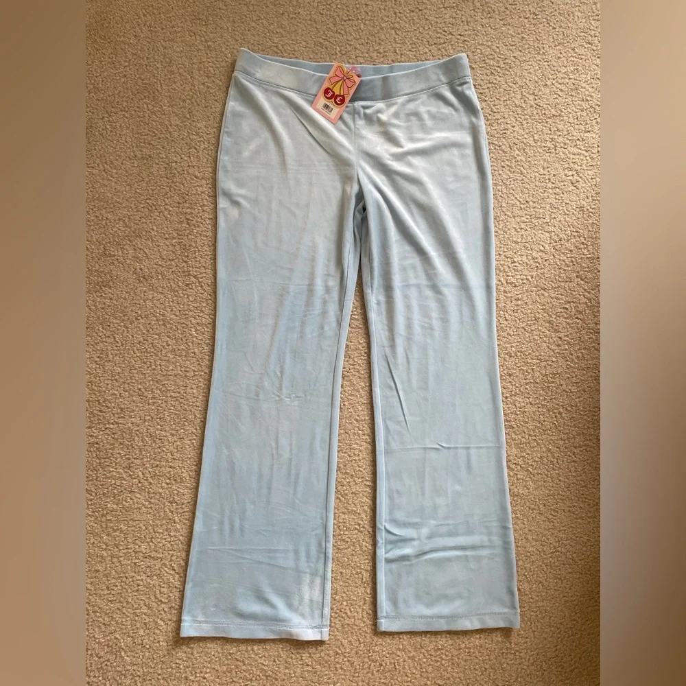 Juicy Couture Light Blue Velour Tracksuit Pants, Big Bling Mcbling Y2K Pants NWT - Picture 5 of 7